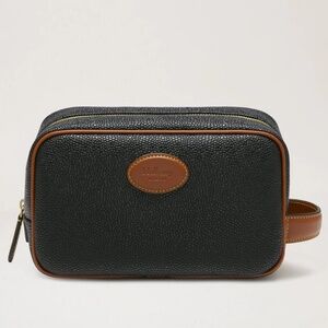 Mulberry Heritage Scotch Grain Black/Cognac Wash Bag Leather - MSRP $295 - BNWT